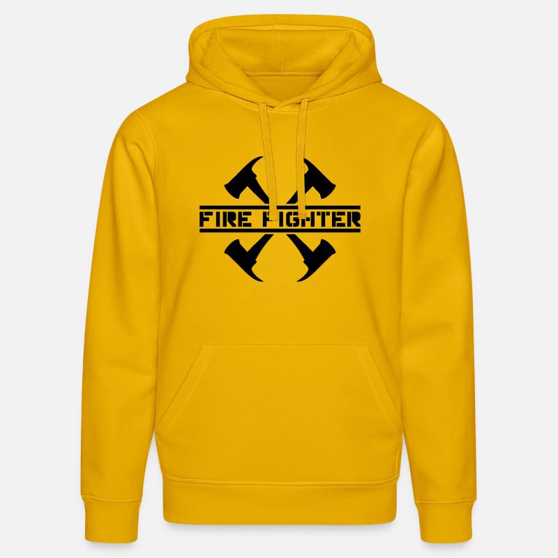 pompier de feu 2 axes - Sweat à capuche bio DRUMMER Stanley/Stella Unisexe - jaune spectre