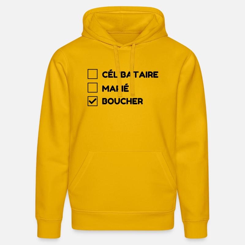 boucher / boucherie / charcutier / viande - Sweat à capuche bio DRUMMER Stanley/Stella Unisexe - jaune spectre