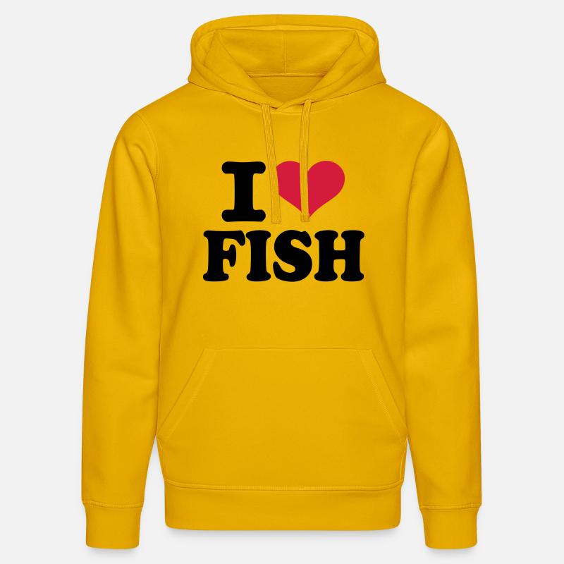 I love Fish - Sweat à capuche bio DRUMMER Stanley/Stella Unisexe - jaune spectre