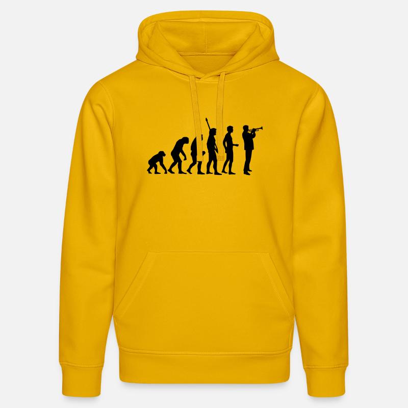 evolution_trompeter - Sweat à capuche bio DRUMMER Stanley/Stella Unisexe - jaune spectre