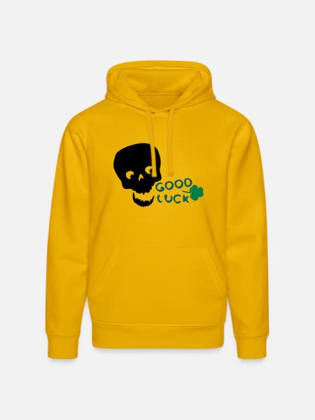 Lycka vitklöver txt & skalle - Ekologisk luvtröja DRUMMER unisex från Stanley/Stella - spektrumgul