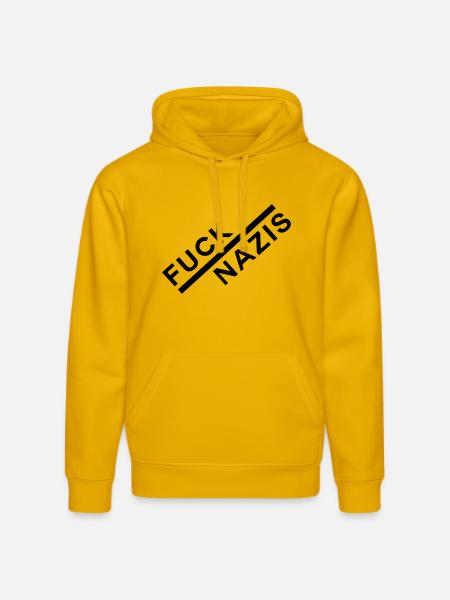 FUCK NAZIS - Stanley/Stella Unisex Bio-Hoodie DRUMMER - Spektralgelb