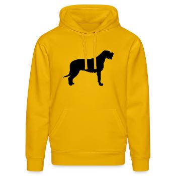 Irischer Wolfshund - Stanley/Stella Unisex Bio-Hoodie DRUMMER  - Spektralgelb - Vorne - Liana (172cm) & Jaron (178cm)