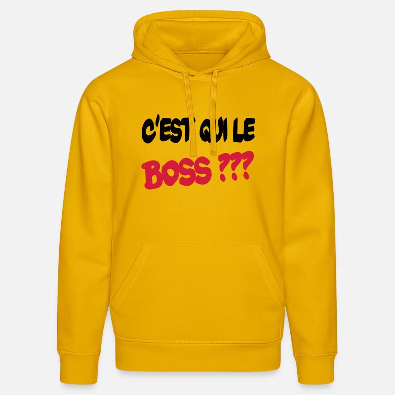 C'est qui le boss ? - Sweat à capuche bio DRUMMER Stanley/Stella Unisexe - jaune spectre