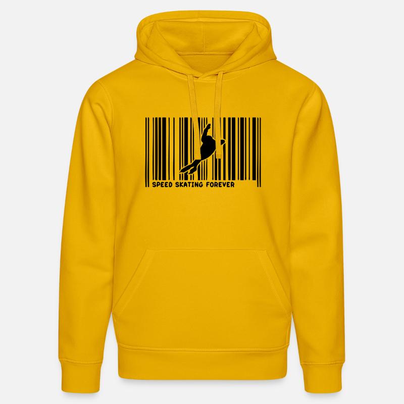code barre speed skating skateur2 - Sweat à capuche bio DRUMMER Stanley/Stella Unisexe - jaune spectre