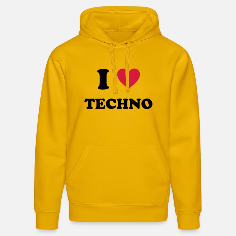 J'AIME TECHNO - Sweat à capuche bio DRUMMER Stanley/Stella Unisexe - jaune spectre