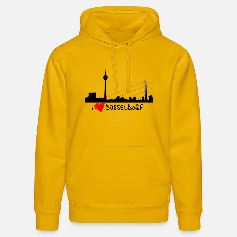 J'aime Dusseldorf - Sweat à capuche bio DRUMMER Stanley/Stella Unisexe - jaune spectre