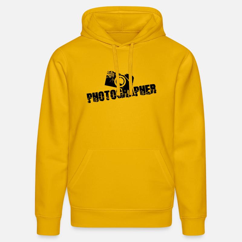Photographer Camera Text Design - Stanley/Stella Unisex Bio-Hoodie DRUMMER  - Spektralgelb