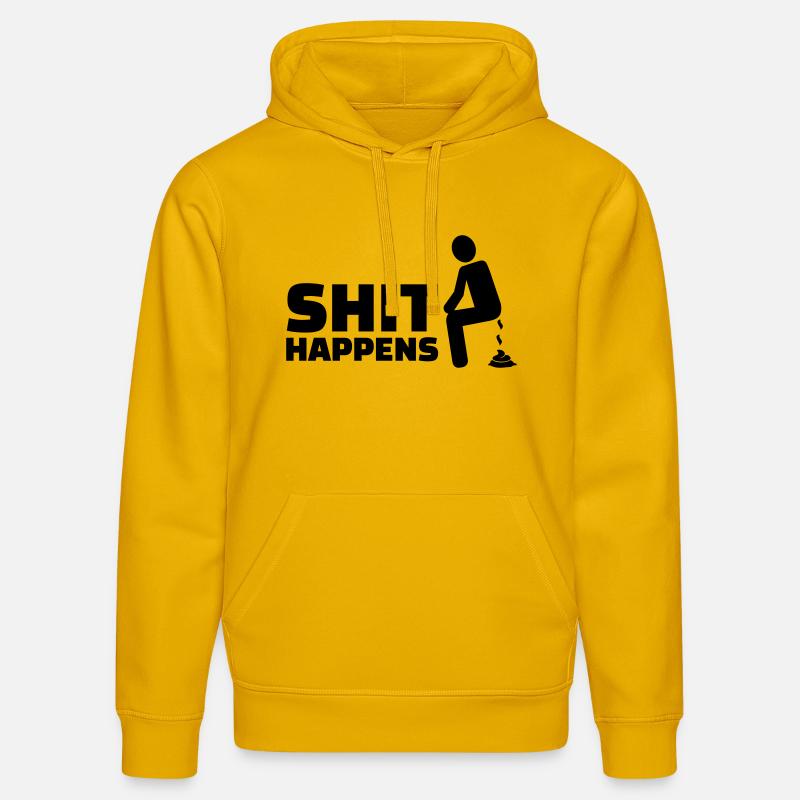 Shit happens - Sweat à capuche bio DRUMMER Stanley/Stella Unisexe - jaune spectre