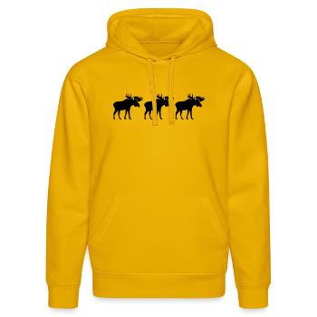 Elch - Stanley/Stella Unisex Bio-Hoodie DRUMMER  - Spektralgelb - Vorne - Liana (172cm) & Jaron (178cm)