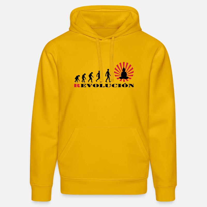 r-evolution, Evolution, darvin, revolution, Buddha - Stanley/Stella Unisex Bio-Hoodie DRUMMER  - Spektralgelb