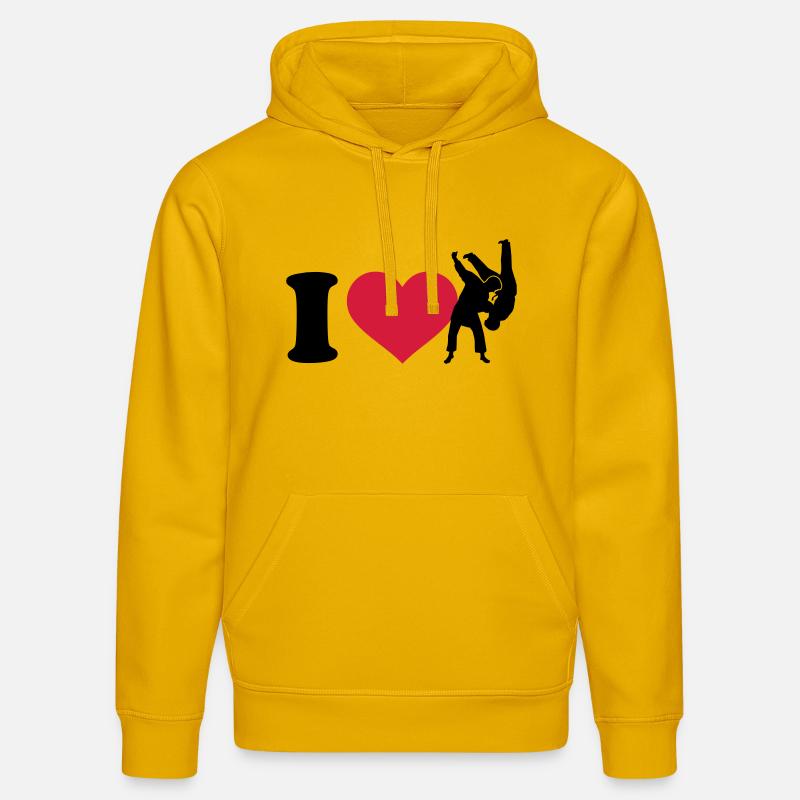 I love Judo - Sweat à capuche bio DRUMMER Stanley/Stella Unisexe - jaune spectre