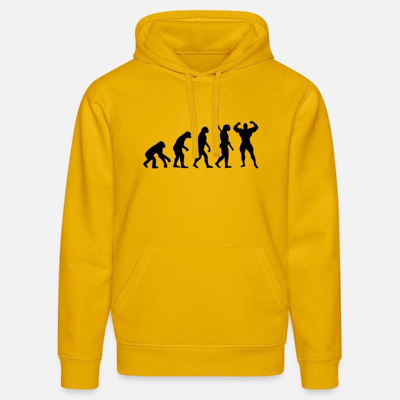 Evolution of Bodybuilder - Sweat à capuche bio DRUMMER Stanley/Stella Unisexe - jaune spectre