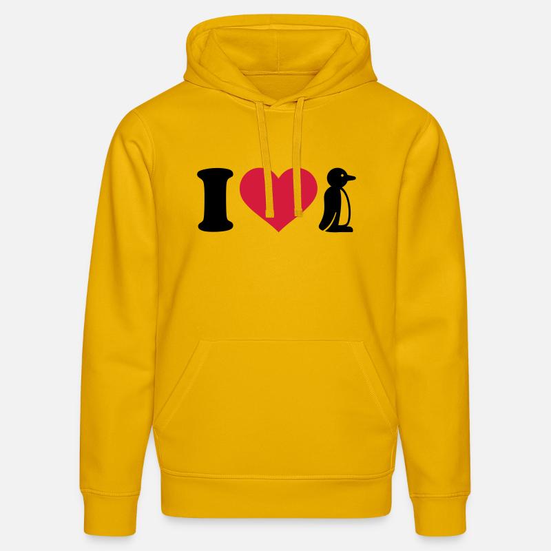 I love Manchot - Sweat à capuche bio DRUMMER Stanley/Stella Unisexe - jaune spectre
