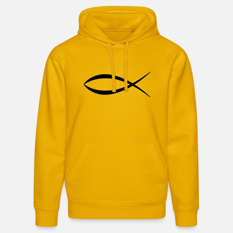 symbole du poisson Jésus - Sweat à capuche bio DRUMMER Stanley/Stella Unisexe - jaune spectre