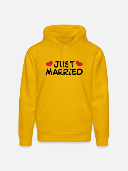 Just Married Wedding - Stanley/Stella DRUMMER Unisex Organic Hoodie - spectra yellow