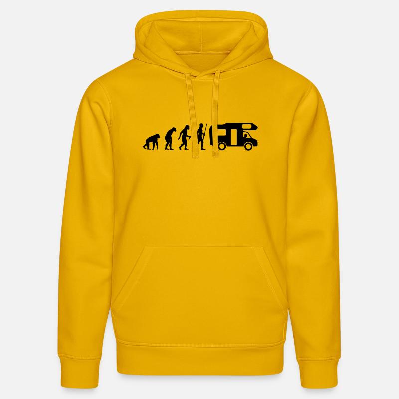 L'évolution du camping-car - Sweat à capuche bio DRUMMER Stanley/Stella Unisexe - jaune spectre