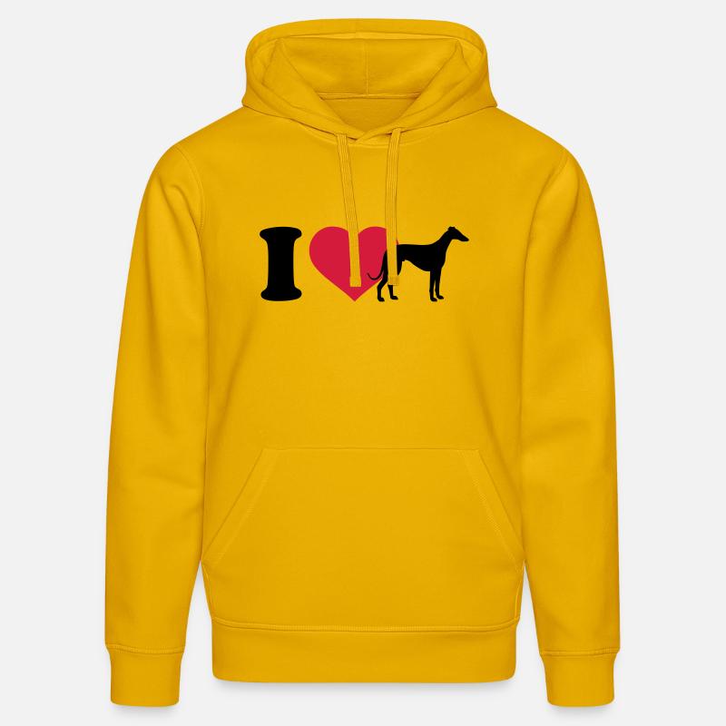 I love Lévrier - Sweat à capuche bio DRUMMER Stanley/Stella Unisexe - jaune spectre
