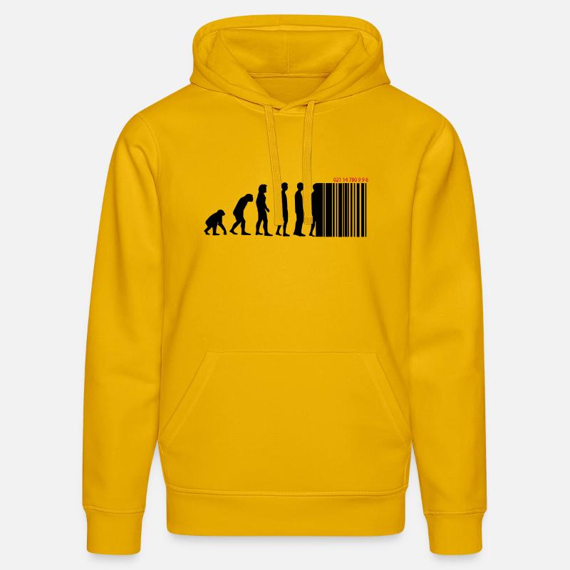 DARWIN - EVOLUTION SOCIETE - CODE BARRE - Sweat à capuche bio DRUMMER Stanley/Stella Unisexe - jaune spectre