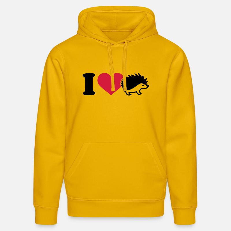 I love Hérisson - Sweat à capuche bio DRUMMER Stanley/Stella Unisexe - jaune spectre