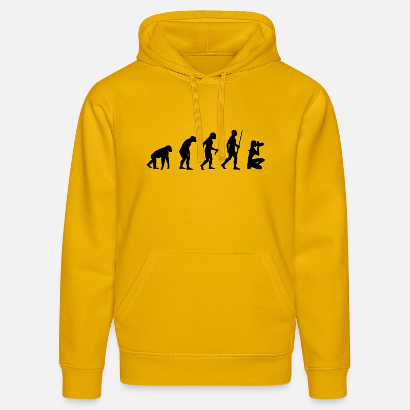 L'évolution du photographe - Sweat à capuche bio DRUMMER Stanley/Stella Unisexe - jaune spectre