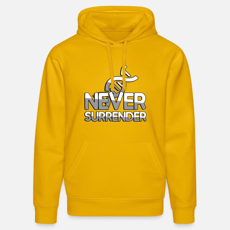 NEVER SURRENDER + ADN - Jeux - Sweat à capuche bio DRUMMER Stanley/Stella Unisexe - jaune spectre