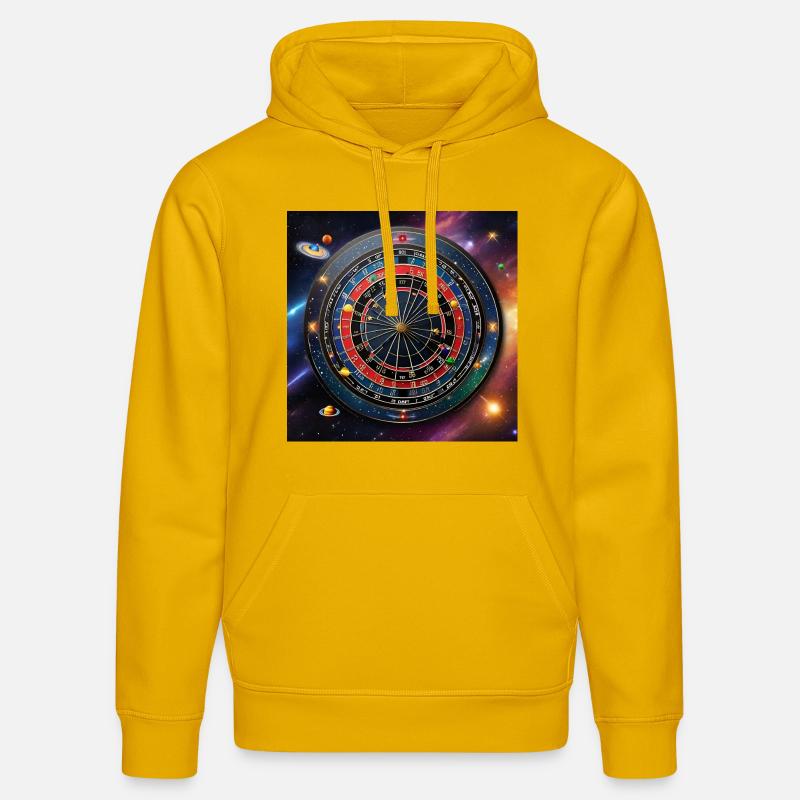 Précision astronomique - Fléchettes dans l’espace - Sweat à capuche bio DRUMMER Stanley/Stella Unisexe - jaune spectre