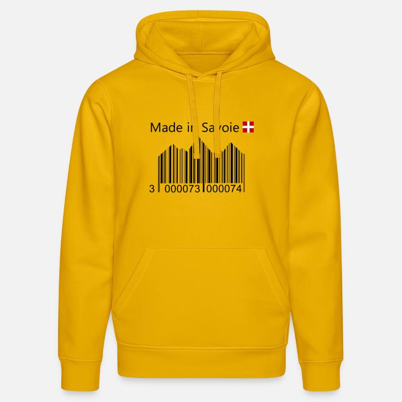 MadeInSavoieBarCodeBlack1 - Sweat à capuche bio DRUMMER Stanley/Stella Unisexe - jaune spectre