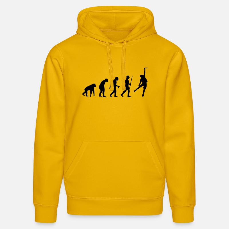 KLETTERN EVOLUTIONSTHEORIE SHIRT - Stanley/Stella Unisex Bio-Hoodie DRUMMER  - Spektralgelb