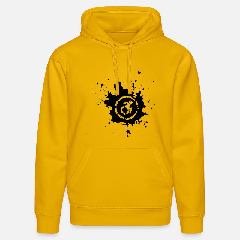 Rollstuhl-Spritzer, Farbspritzer Rollstuhl-Design* - Stanley/Stella Unisex Bio-Hoodie DRUMMER  - Spektralgelb