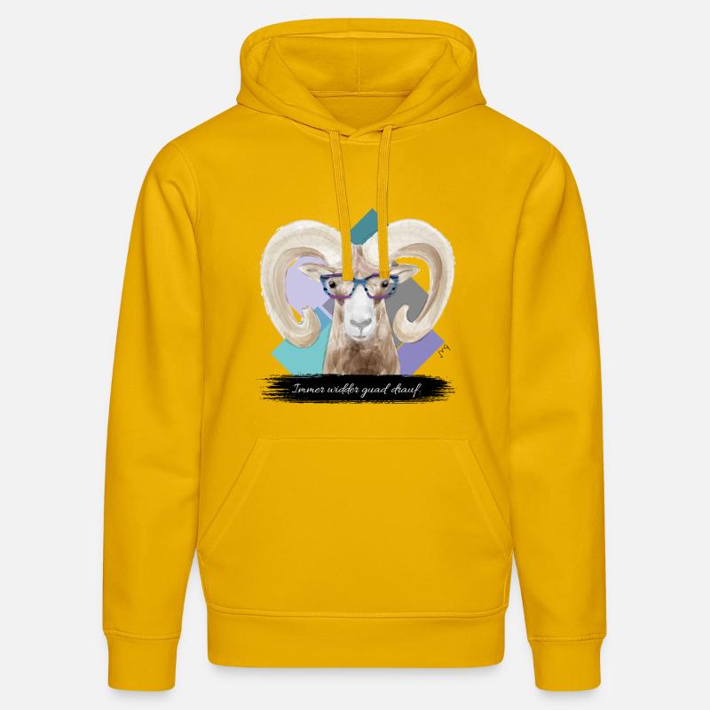JvG Widder "Immer widder guad drauf." - Stanley/Stella Unisex Bio-Hoodie DRUMMER  - Spektralgelb