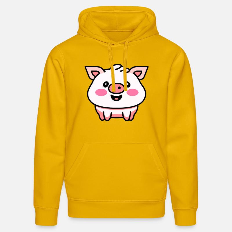 Mignon cochon qui rit Kawaii - Sweat à capuche bio DRUMMER Stanley/Stella Unisexe - jaune spectre