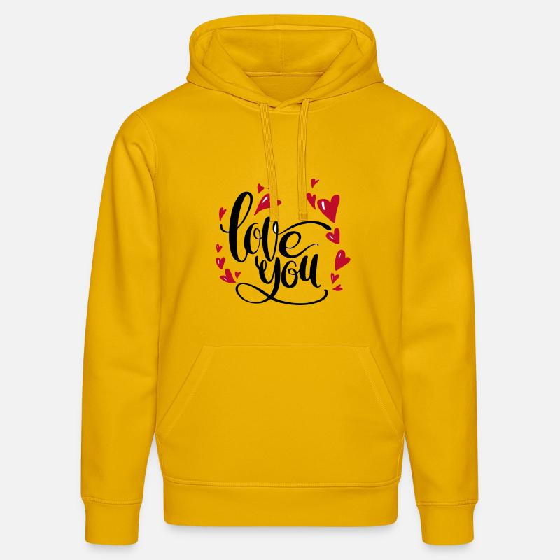 je t'aime | coeurs | pour les couples - Sweat à capuche bio DRUMMER Stanley/Stella Unisexe - jaune spectre