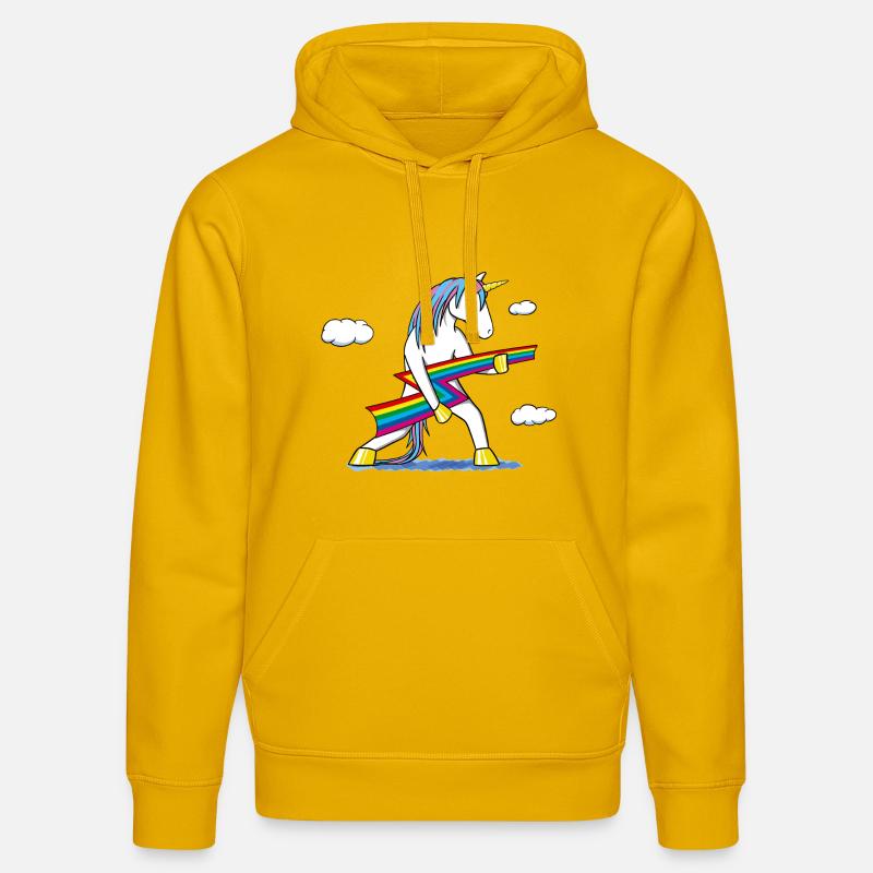 Rainbow Rock – Einhorn mit Regenbogenblitz - Stanley/Stella Unisex Bio-Hoodie DRUMMER  - Spektralgelb