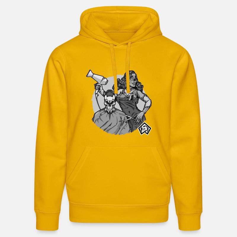 Coiffeur, Coiffeur, Coiffeur, Coiffeur, Crâne - Sweat à capuche bio DRUMMER Stanley/Stella Unisexe - jaune spectre
