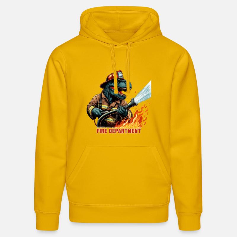 Pompier T-Rex cadeau - Sweat à capuche bio DRUMMER Stanley/Stella Unisexe - jaune spectre