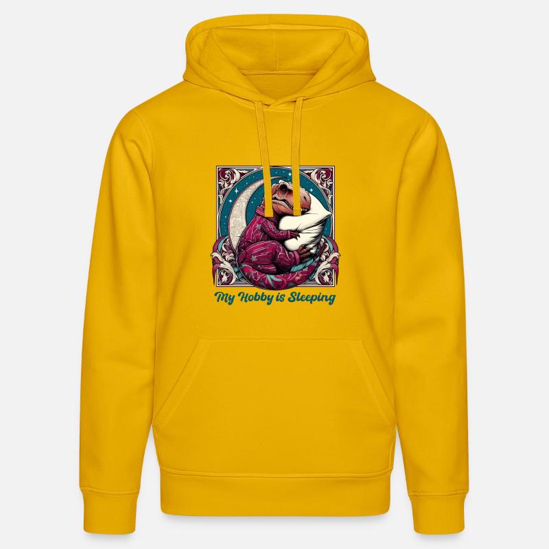 T-Rex Sleeping Hobby Cadeau - Sweat à capuche bio DRUMMER Stanley/Stella Unisexe - jaune spectre