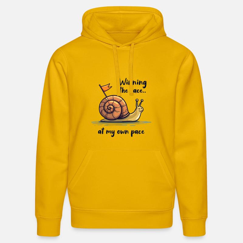 Escargot avec drapeau « Gagner la course » - Sweat à capuche bio DRUMMER Stanley/Stella Unisexe - jaune spectre