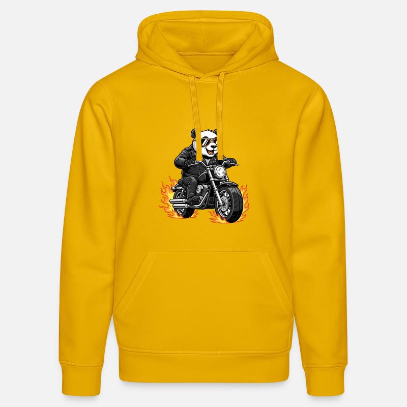 Cool Biker Panda Motorcycle Flames - Sweat à capuche bio DRUMMER Stanley/Stella Unisexe - jaune spectre