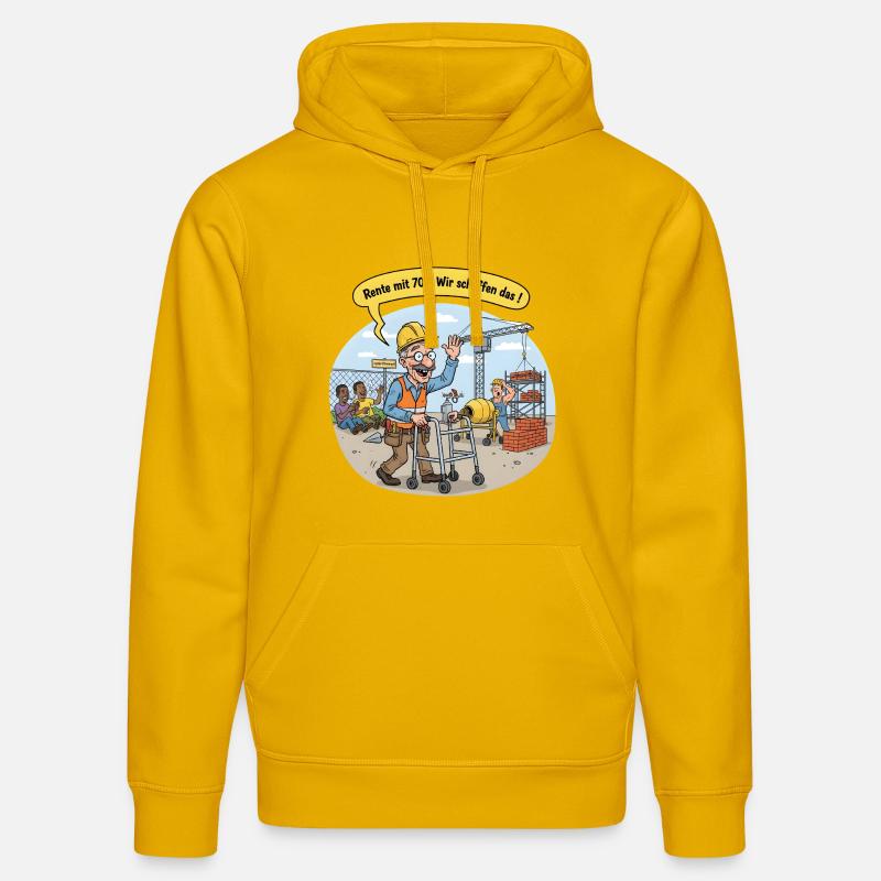 Retraite à 70 ans ? - Sweat à capuche bio DRUMMER Stanley/Stella Unisexe - jaune spectre