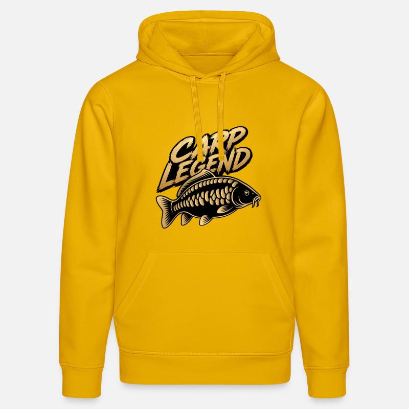 Conception de pêcheur Carp Legend - Sweat à capuche bio DRUMMER Stanley/Stella Unisexe - jaune spectre