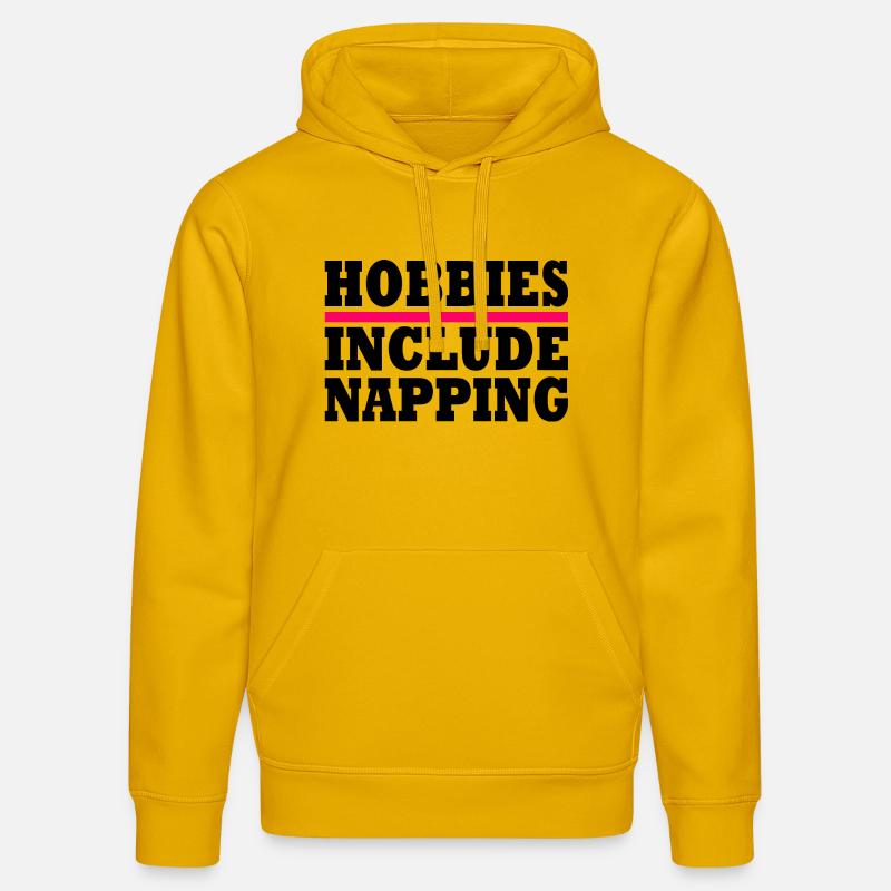 Hobbies include napping - Sweat à capuche bio DRUMMER Stanley/Stella Unisexe - jaune spectre