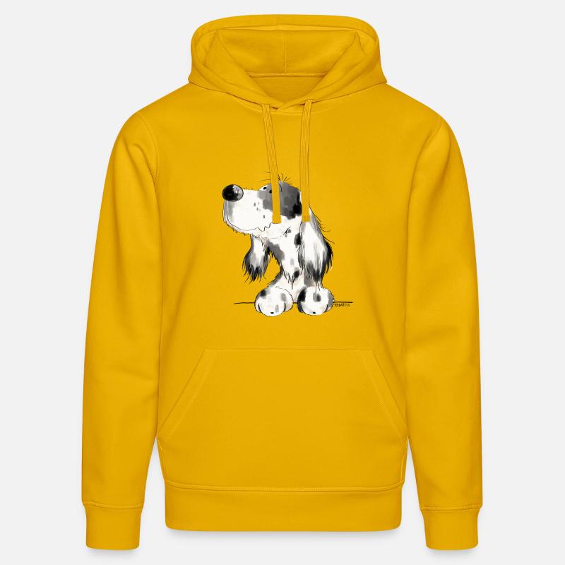 Englischer Setter I Hunde Comic Geschenk - Stanley/Stella Unisex Bio-Hoodie DRUMMER  - Spektralgelb
