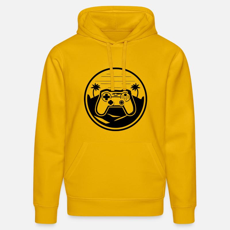 Graphismes de la manette de jeu - Sweat à capuche bio DRUMMER Stanley/Stella Unisexe - jaune spectre