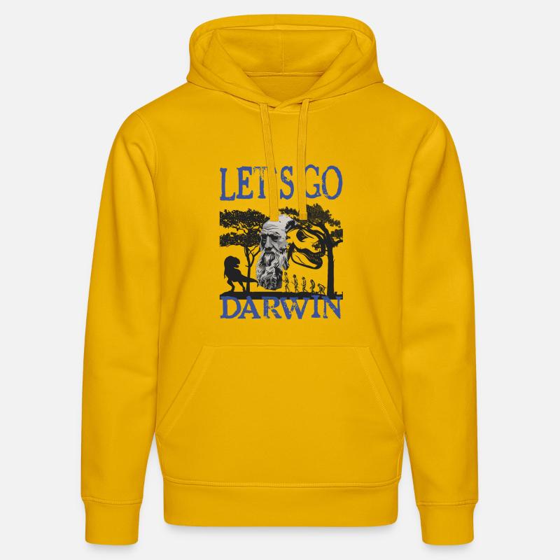 Idée cadeau textile Charles Darwin Evolution - Sweat à capuche bio DRUMMER Stanley/Stella Unisexe - jaune spectre