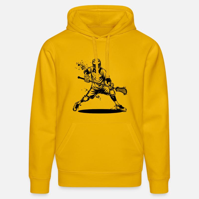 Dessin d’un joueur de crosse - Sweat à capuche bio DRUMMER Stanley/Stella Unisexe - jaune spectre