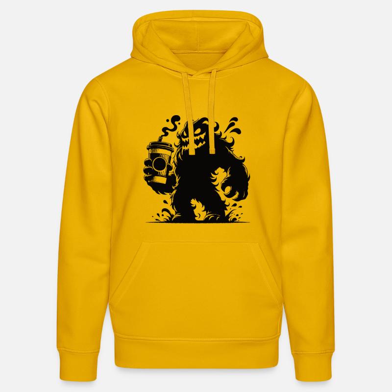 Drôle de café monstre bande dessinée - Sweat à capuche bio DRUMMER Stanley/Stella Unisexe - jaune spectre