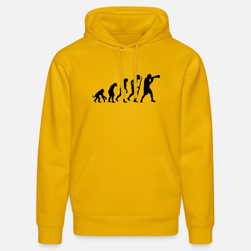 Evolution de la boxe - Sweat à capuche bio DRUMMER Stanley/Stella Unisexe - jaune spectre