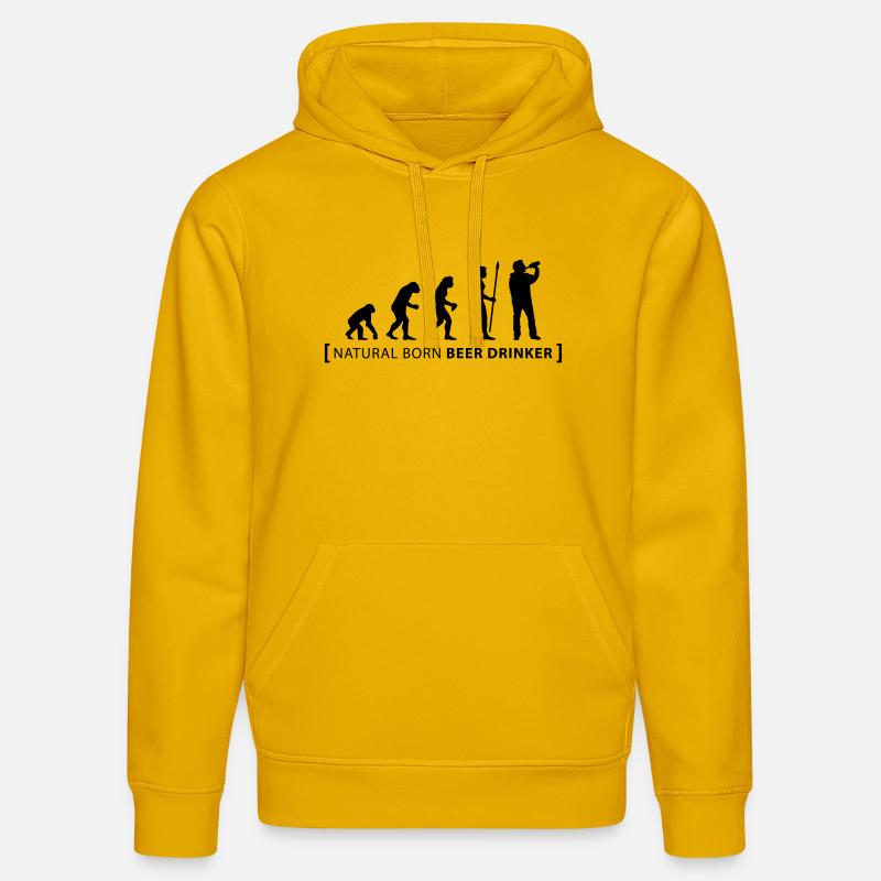evolution_beer_drinker - Stanley/Stella Unisex Bio-Hoodie DRUMMER  - Spektralgelb