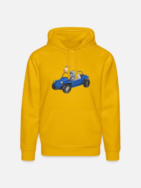 Elephant and giraffe in buggy - Stanley/Stella DRUMMER Unisex Organic Hoodie - spectra yellow